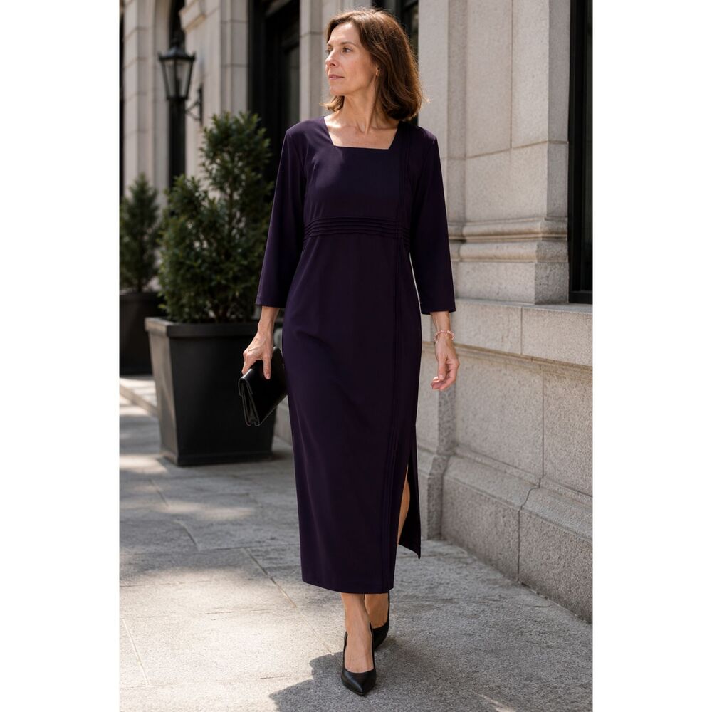 Ultra Dress New York Dark Purple Dress Size 10 Minimalist Vintage Square Neck